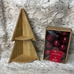 Tree Corner Shelf & Wondershop Shatter Resistant 20 ct Ornament Set